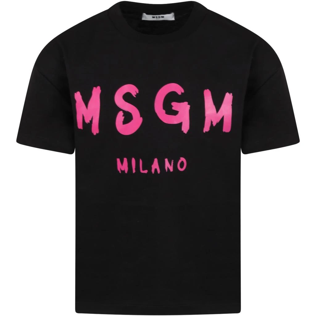 商品MSGM|MSGM Black T-shirt For Girl With Logo,价格¥553,第1张图片