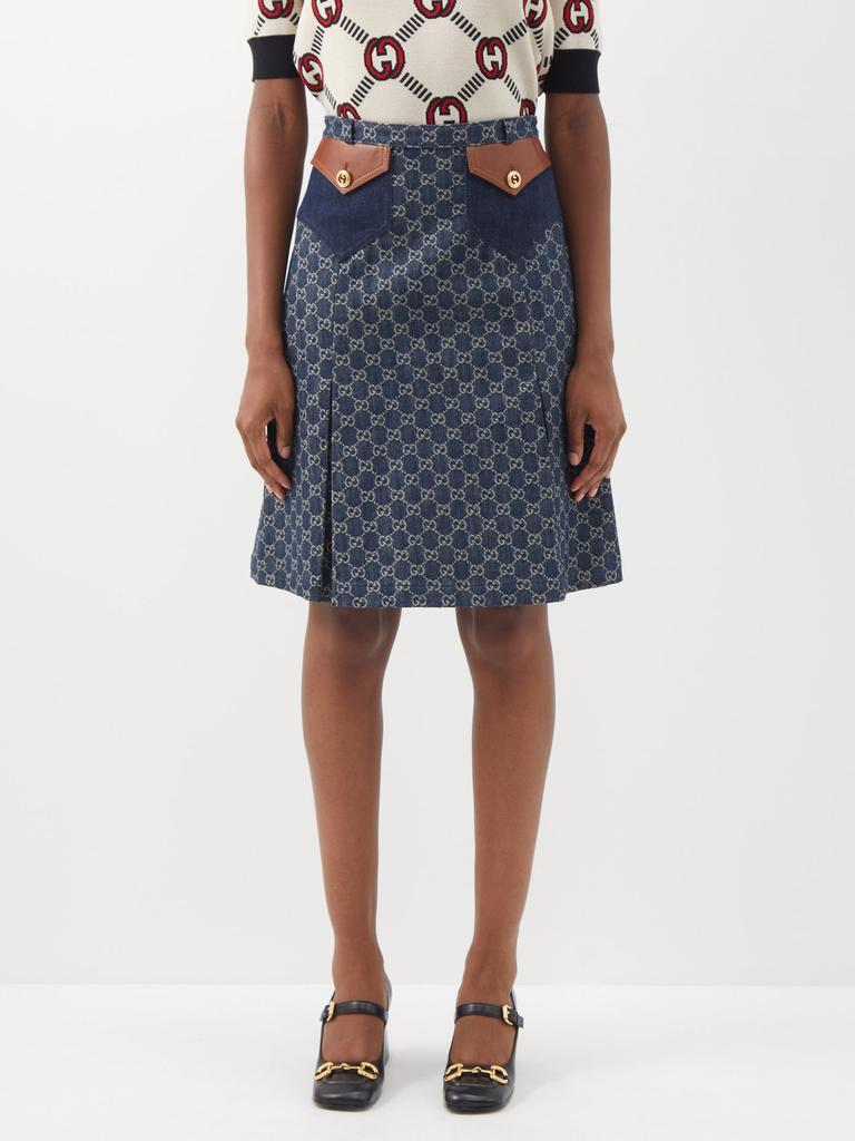 商品Gucci|GG-jacquard denim midi skirt,价格¥6852,第1张图片