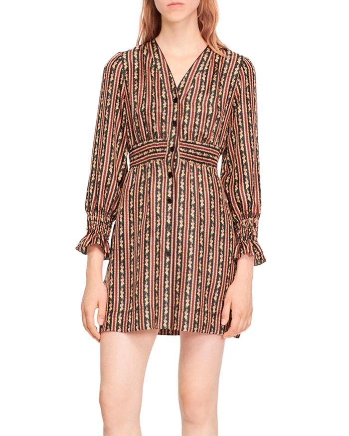 商品Sandro|Karma Printed Long Sleeve Mini Dress,价格¥2039,第1张图片