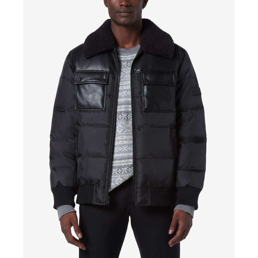 商品Marc New York by Andrew Marc|Men's Beaumont Aviator Puffer with Faux Leather Trim,价格¥1016,第1张图片