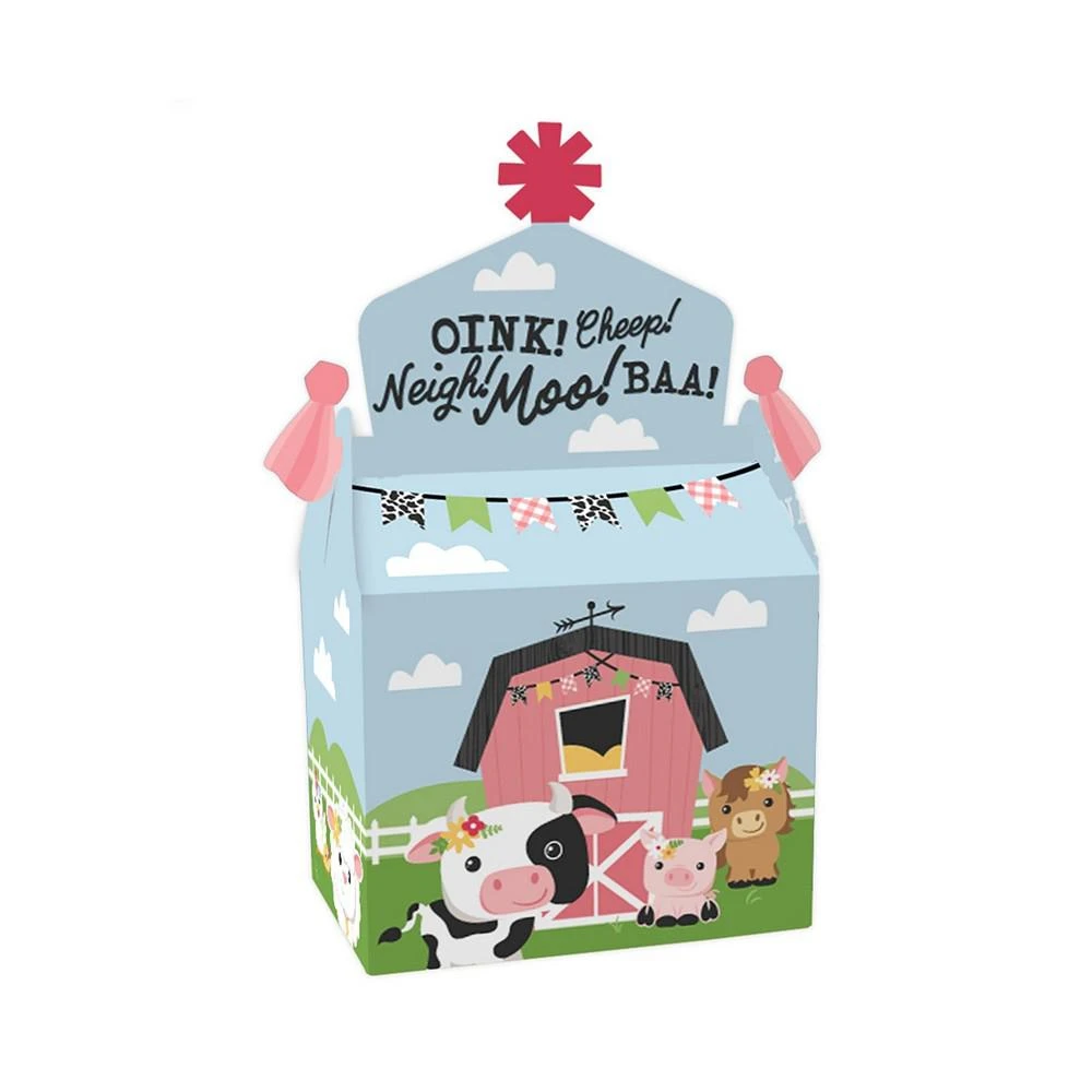 商品Big Dot of Happiness|Girl Farm Animals - Treat Box Party Favors - Pink Barnyard Baby Shower or Birthday Party Goodie Gable Boxes - Set of 12,价格¥142,第1张图片