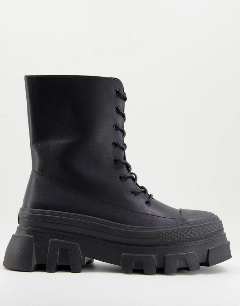Public Desire Man beckett chunky lace up toe cap boots in black商品第1张图片规格展示