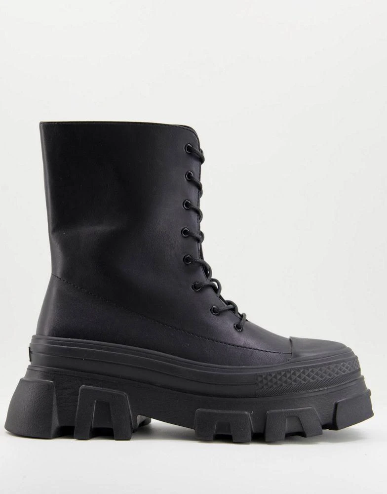 商品Public Desire|Public Desire Man beckett chunky lace up toe cap boots in black,价格¥197,第1张图片