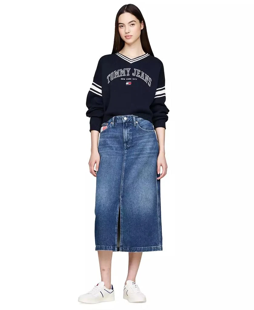 商品Tommy Jeans|Women's Cotton Cropped Varsity Sweater,价格¥302,第2张图片详细描述