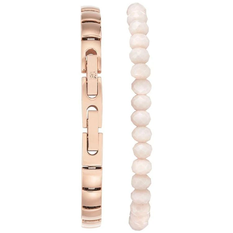 商品Anne Klein|Women's Rose Gold-Tone Bracelet Watch & Beaded Bracelet Set 22mm AK-2854RGST,价格¥494,第4张图片详细描述