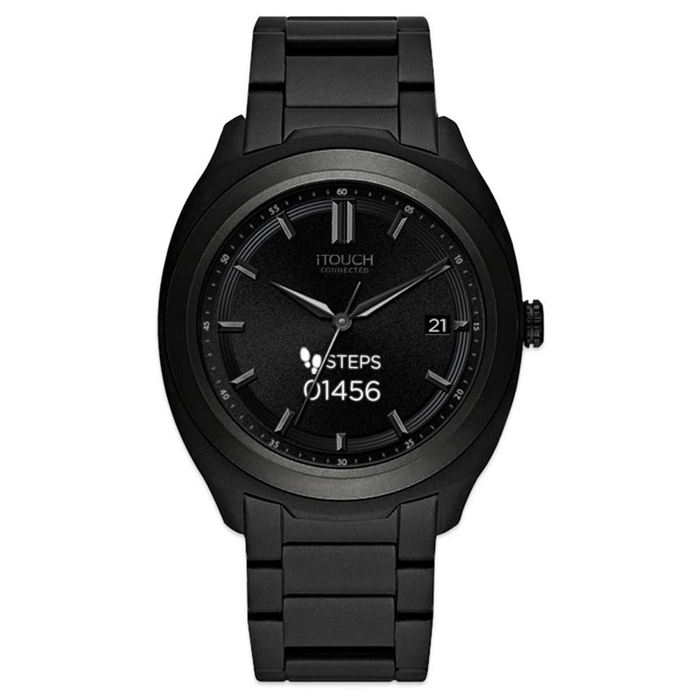 商品iTouch|Connected Men's Hybrid Smartwatch Fitness Tracker: Black Case with Black Acrylic Strap 42mm,价格¥966,第1张图片