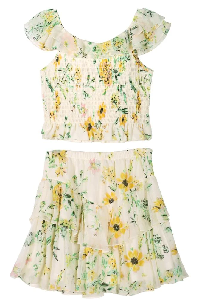 商品Zunie|Kids' Floral Chiffon Ruffle Tank & Skirt Set,价格¥178,第2张图片详细描述