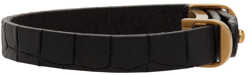 商品Yves Saint Laurent|Black Croc Belt Bracelet,价格¥2871,第5张图片详细描述