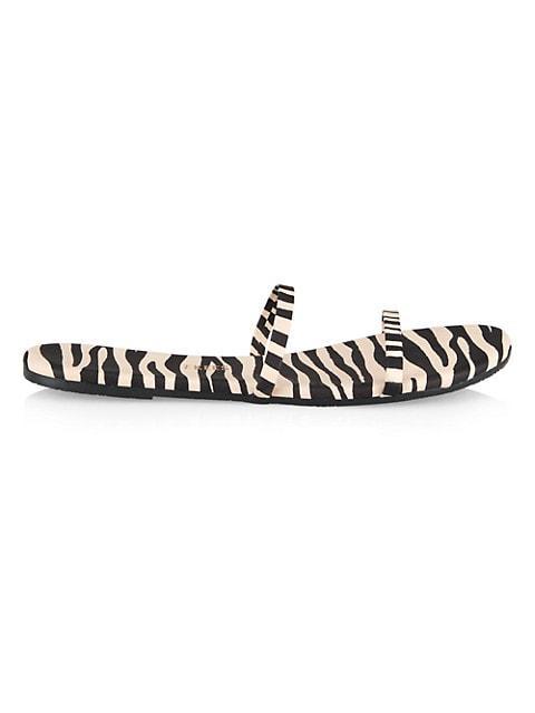 商品Tkees|Gemma Zebra-Print Leather Slides,价格¥180,第1张图片