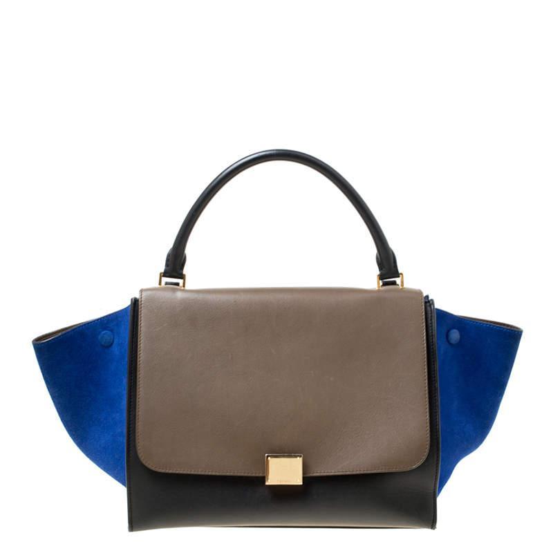 商品[二手商品] Celine|Celine Tri Color Leather and Suede Medium Trapeze Top Handle Bag,价格¥5448,第1张图片