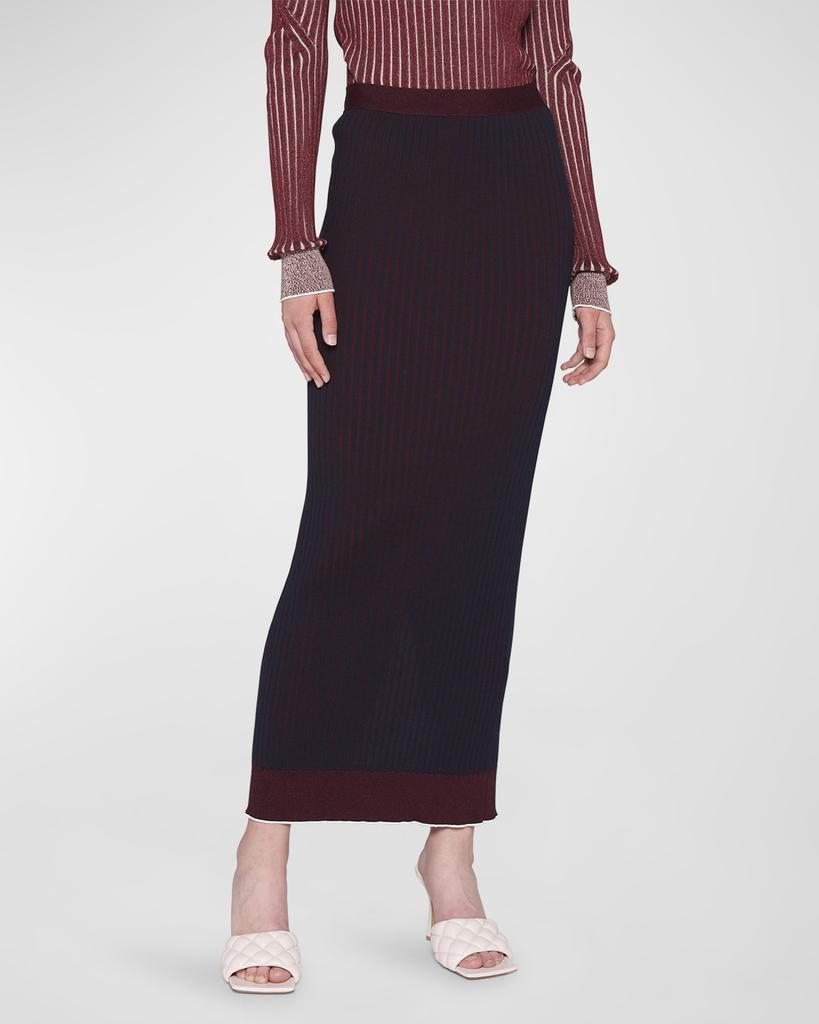 商品Bottega Veneta|Snap-Slit Bi-Color Cotton Rib Maxi Skirt,价格¥8596,第4张图片详细描述