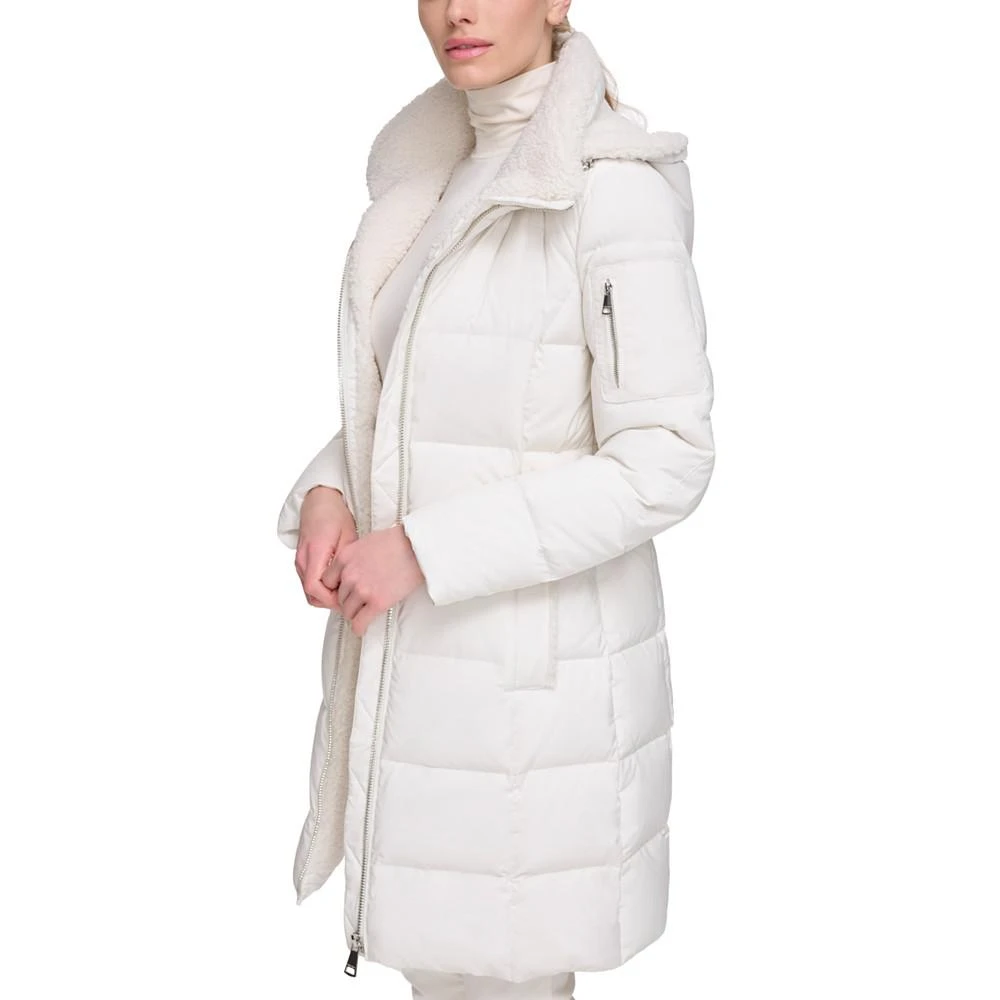 商品Calvin Klein|Women's Sherpa-Trimmed Hooded Down Puffer Coat,价格¥973,第3张图片详细描述