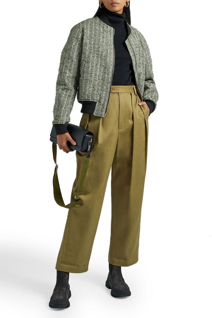 Manston metallic herringbone wool-blend tweed bomber jacket商品第2张图片规格展示