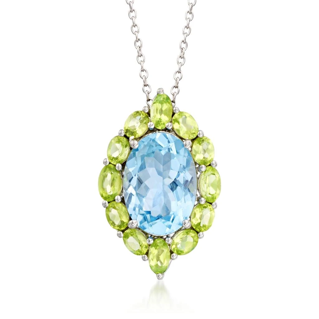 商品Ross-Simons|Blue Topaz and Peridot Pendant Necklace in Sterling Silver,价格¥862,第1张图片