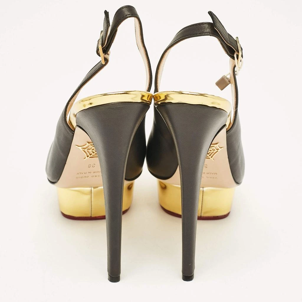 商品Charlotte Olympia|Charlotte Olympia Black Leather Dolly Slingback Pumps Size 38,价格¥2545,第5张图片详细描述