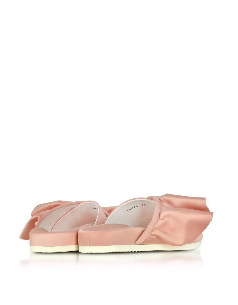 Joshua Sanders Pink Satin Ruffle Slide Sandals商品第3张图片规格展示