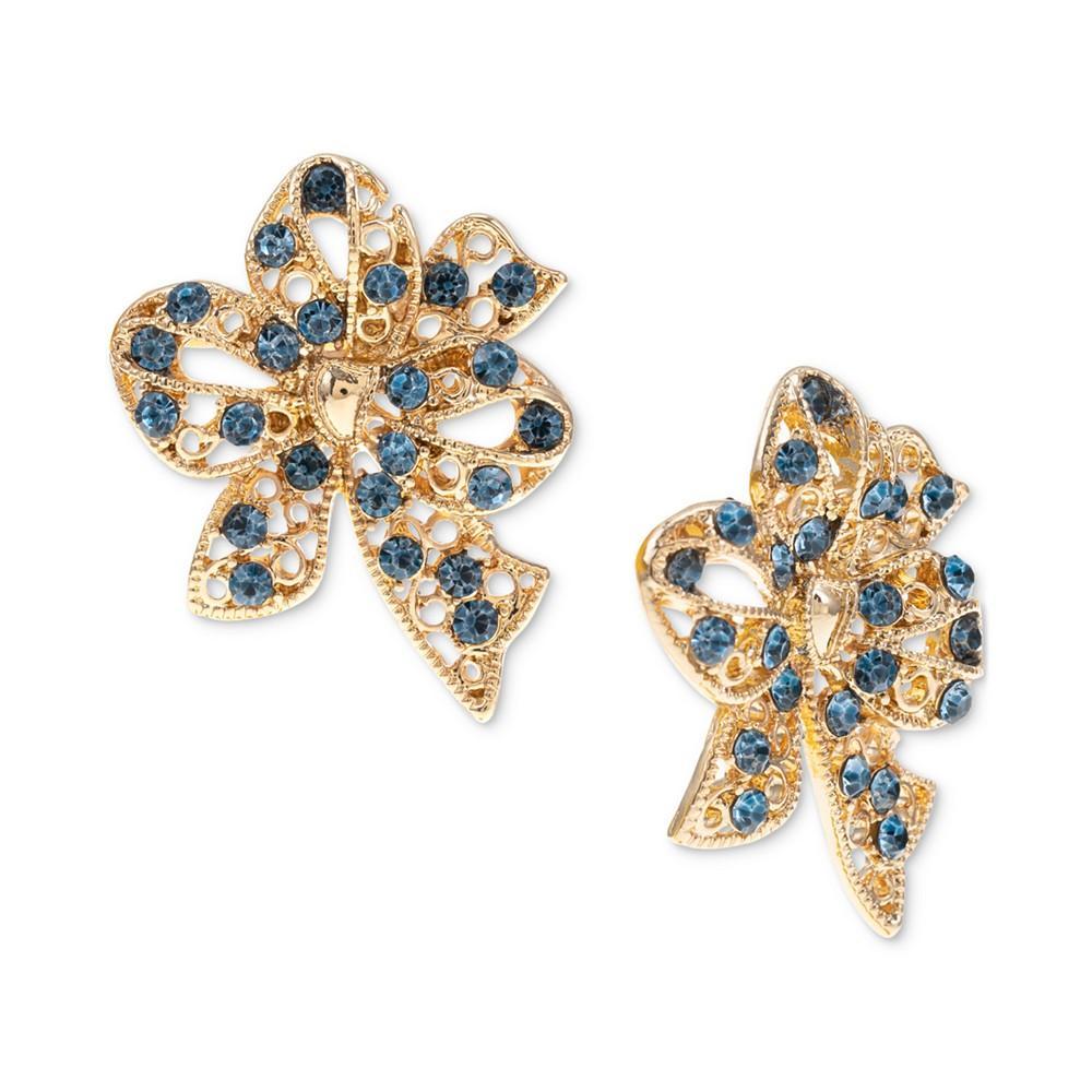 商品Charter Club|Gold-Tone Color Pavé Yuletide Bow Stud Earrings, Created for Macy's,价格¥145,第1张图片