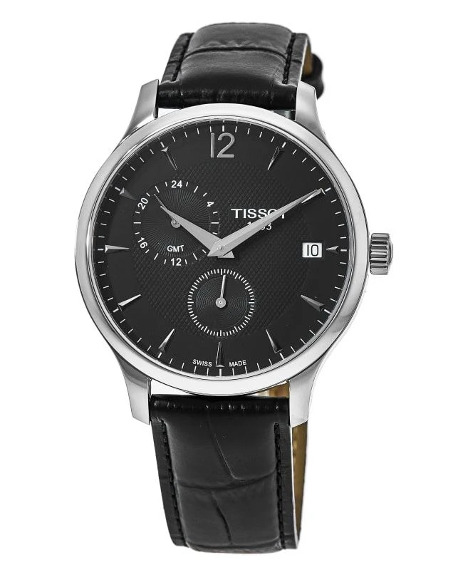 商品Tissot|Tissot Tradition GMT Black Dial  Leather Strap Men&apos;s Watch T063.639.16.057.00,价格¥1599,第1张图片