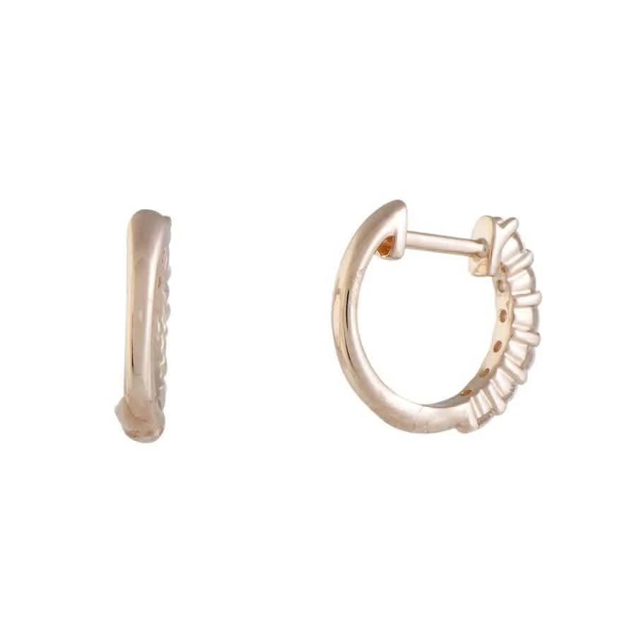 商品LB Exclusive|.50ct Small 14K Rose Gold 6 Diamond Tiny Round Hoop Earrings,价格¥4344,第3张图片详细描述
