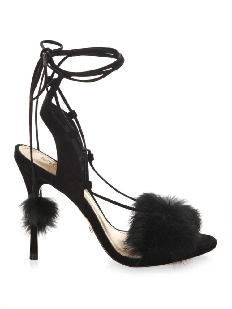 商品Schutz|Lori Suede & Rabbit Fur Heels,价格¥750,第5张图片详细描述