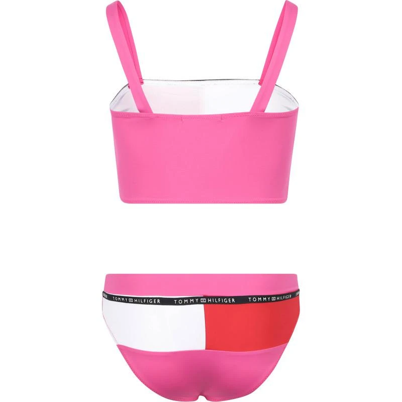 商品Tommy Hilfiger|Logo sporty bikini in pink red and white,价格¥468,第2张图片详细描述