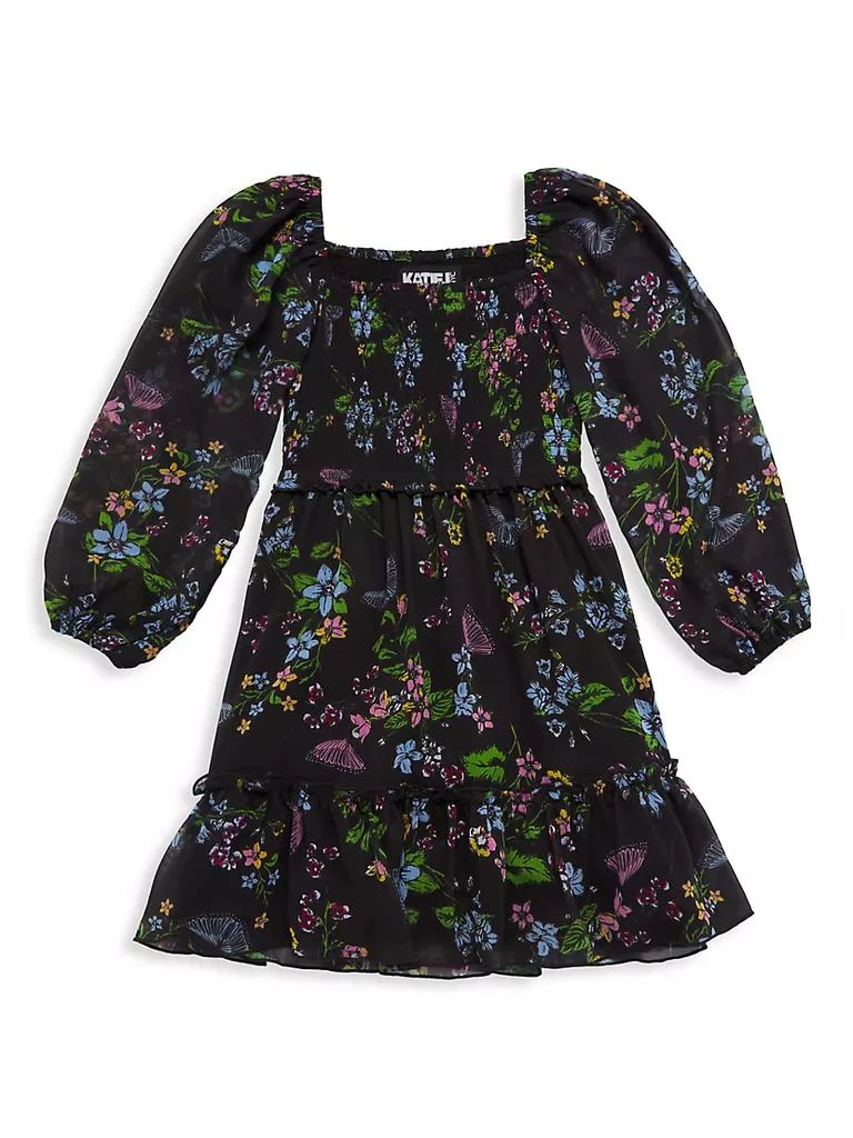 商品KatieJ NYC|Girl's Butterfly Floral Print Dress,价格¥749,第1张图片