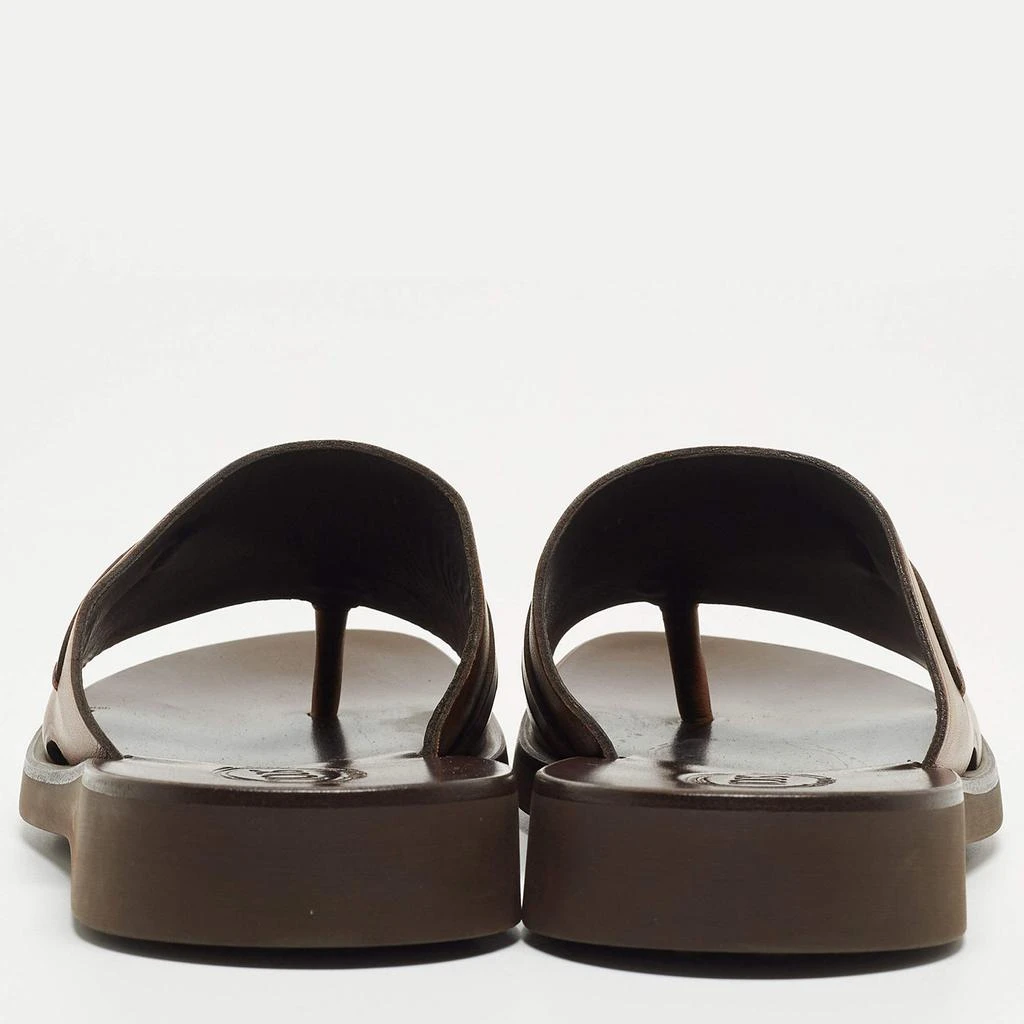 商品Tod's|Tod's Brown Leather Slide Sandals Size 45.5,价格¥2427,第5张图片详细描述