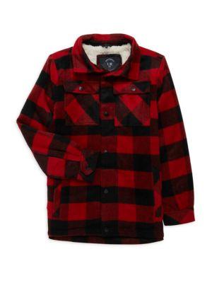 Little Boy’s Buffalo Plaid & Faux Fur Shirt Jacket商品第3张图片规格展示