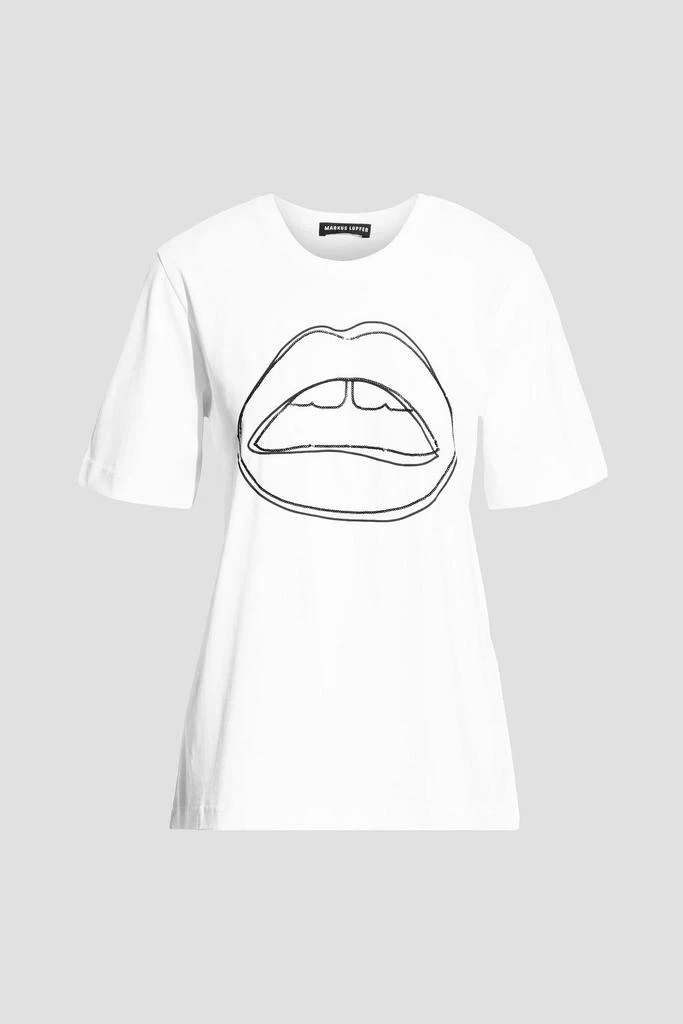 商品MARKUS LUPFER|Alex sequin-embellished printed organic cotton-jersey T-shirt,价格¥550,第3张图片详细描述