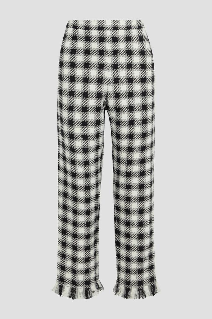 Frayed gingham tweed straight-leg pants商品第1张图片规格展示