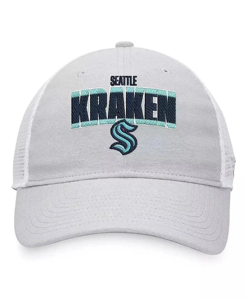 商品Fanatics|Men's Heather Gray, White Seattle Kraken Team Trucker Snapback Hat,价格¥164,第4张图片详细描述