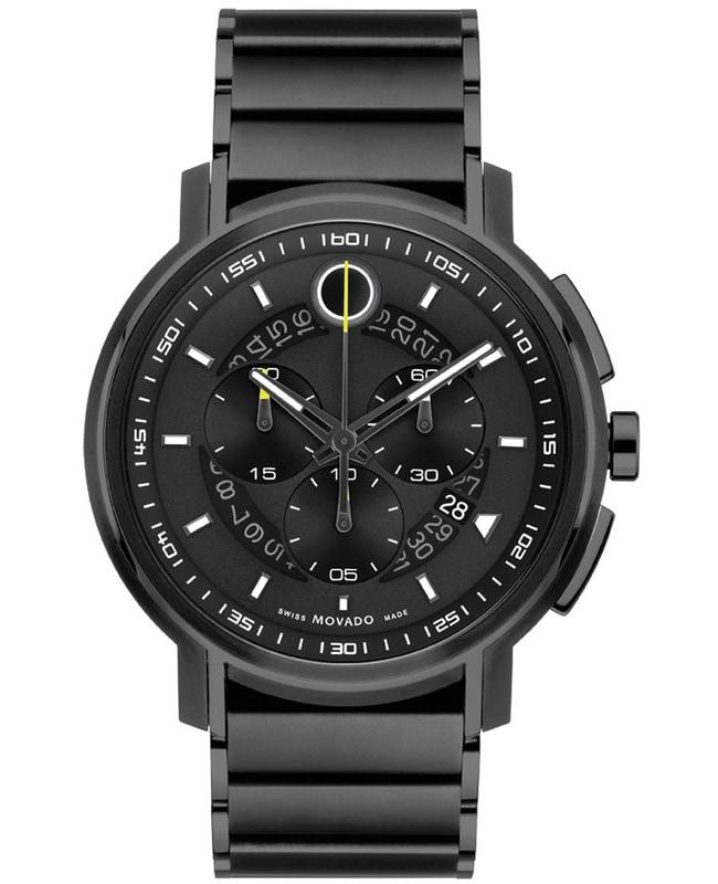 Movado Strato Black Dial Black Steel Men's Watch 0607554商品第1张图片规格展示