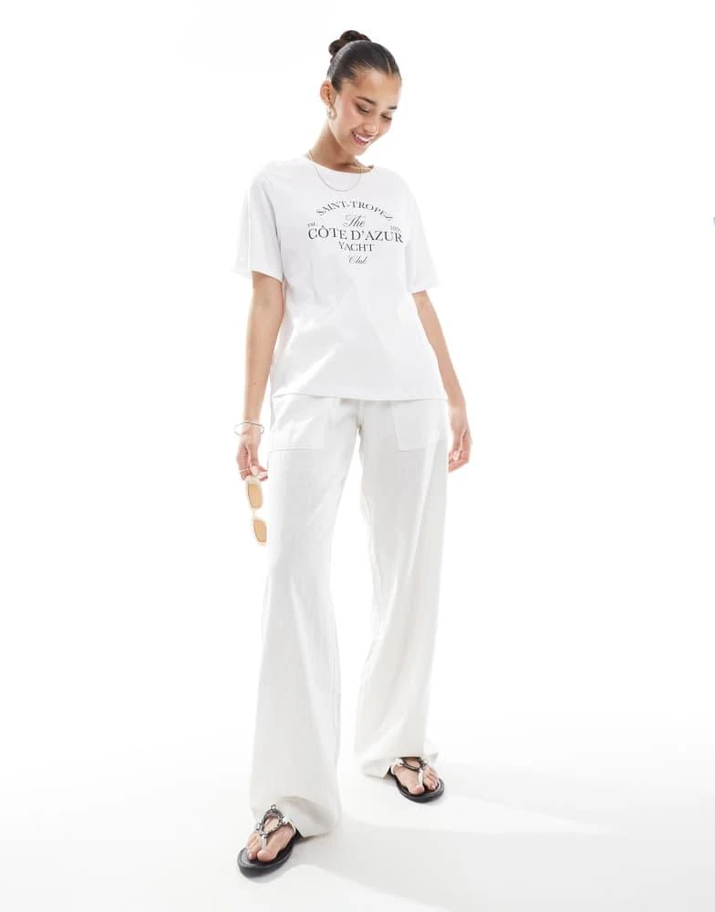 商品Pieces|Pieces cote d'azur graphic tee in white,价格¥126,第4张图片详细描述