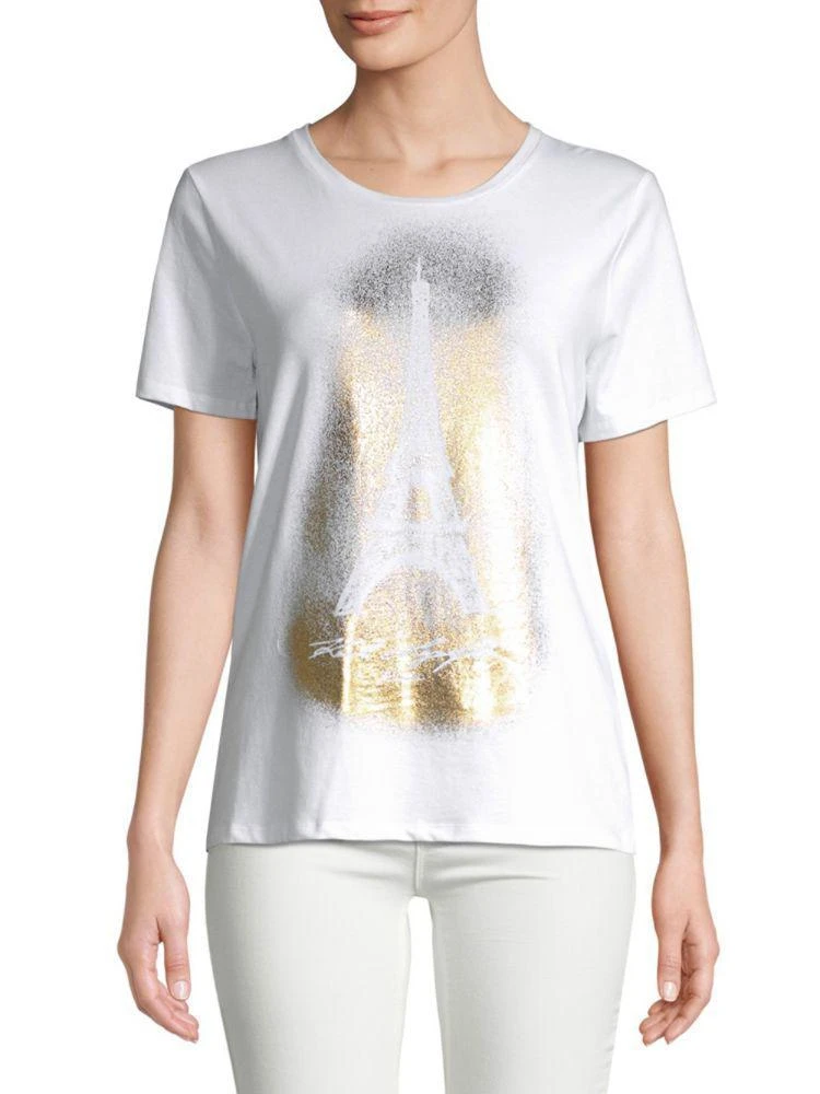 商品Karl Lagerfeld Paris|Stretch Cotton Eiffel Tower-Print Tee,价格¥150,第1张图片