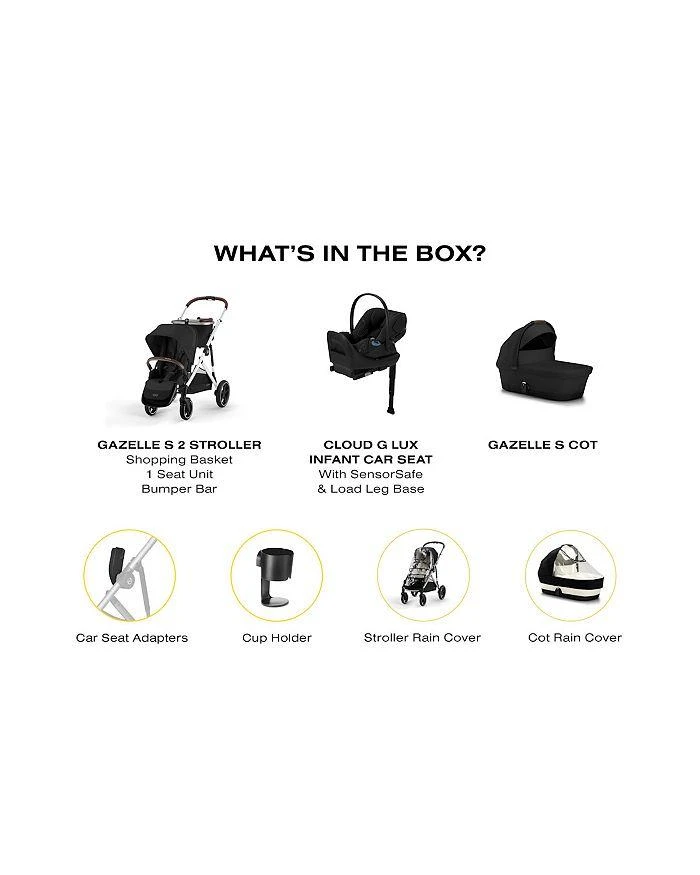 商品Cybex|Gazelle S 2 Single to Double + Cloud G Lux Travel System with Gazelle S 2 Cot,价格¥13718,第4张图片详细描述