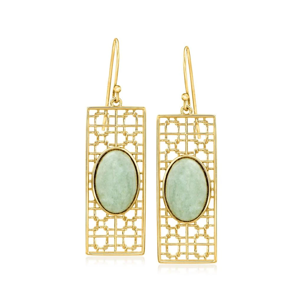 商品Ross-Simons|Ross-Simons Jade Filigree Drop Earrings in 18kt Gold Over Sterling,价格¥825,第1张图片