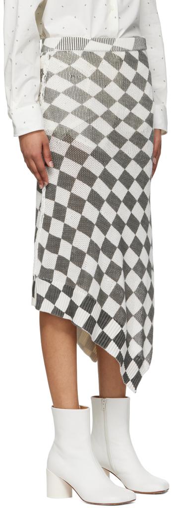 Grey & White Cotton Midi Skirt商品第2张图片规格展示