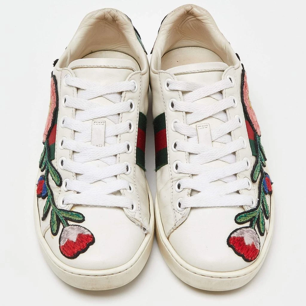商品[二手商品] Gucci|Gucci White Leather Floral Embroidered Ace Sneakers Size 35,价格¥1671,第3张图片详细描述