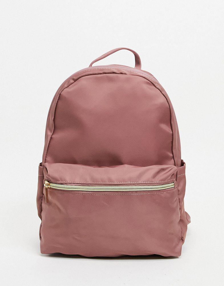 ASOS DESIGN simple backpack with front pocket in mauve商品第1张图片规格展示