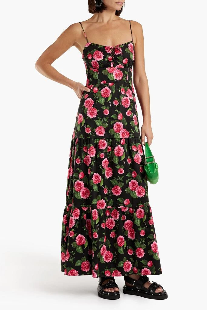 商品Alice + Olivia|Chantay smocked floral-print cotton-blend poplin maxi dress,价格¥1111,第2张图片详细描述