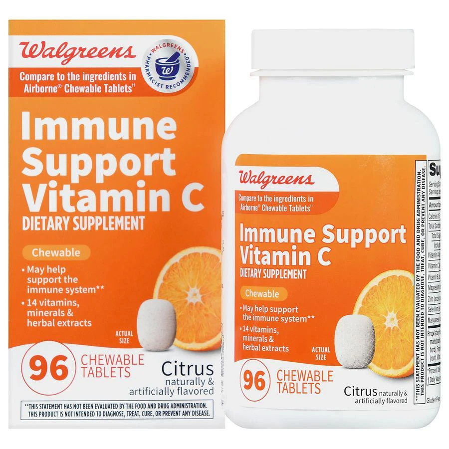 商品Walgreens|Immune Support Vitamin C Chewable Tablets Citrus,价格¥148,第1张图片