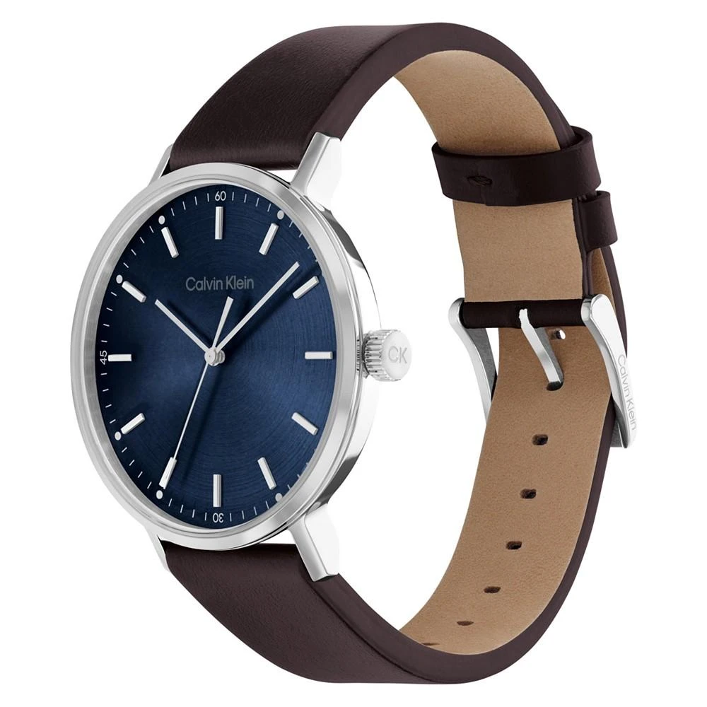 商品Calvin Klein|Brown Leather Strap Watch 42mm,价格¥764,第2张图片详细描述