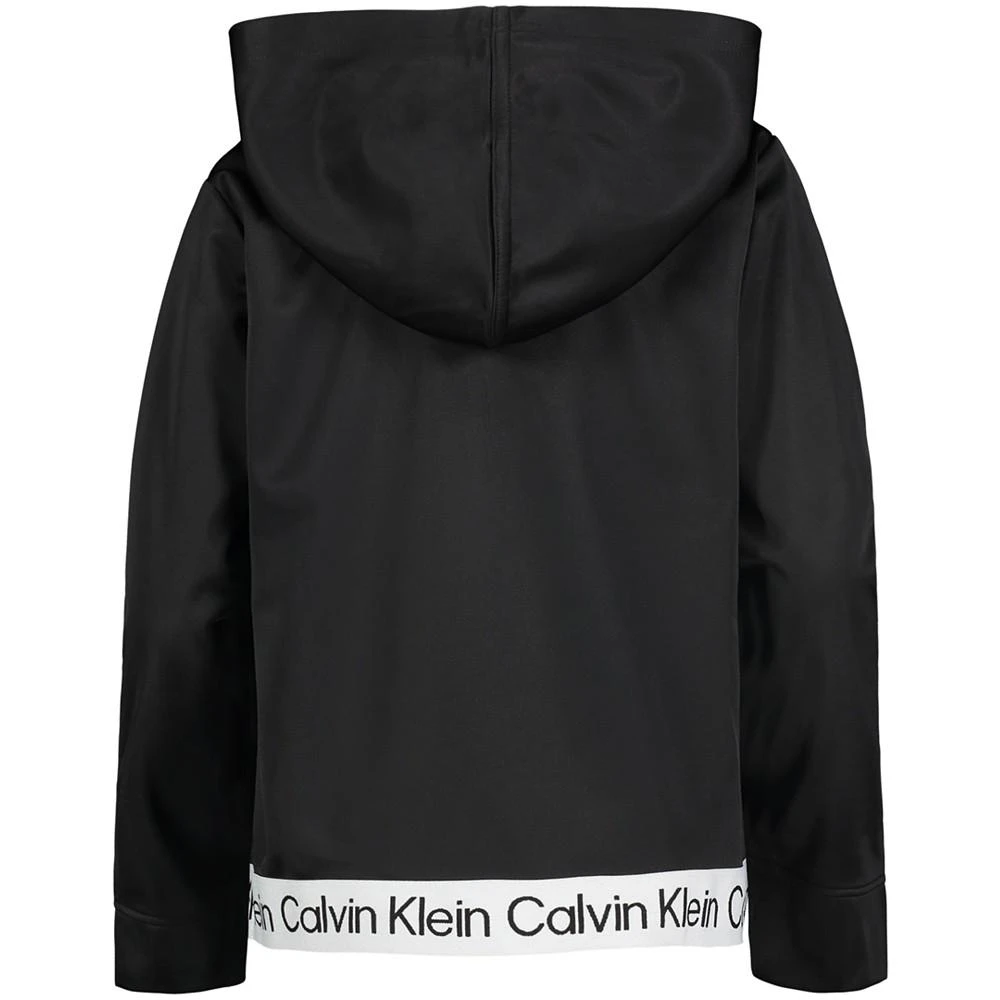 商品Calvin Klein|Big Girls Logo Elastic Hem 1/4-Zip Hoodie,价格¥102,第2张图片详细描述