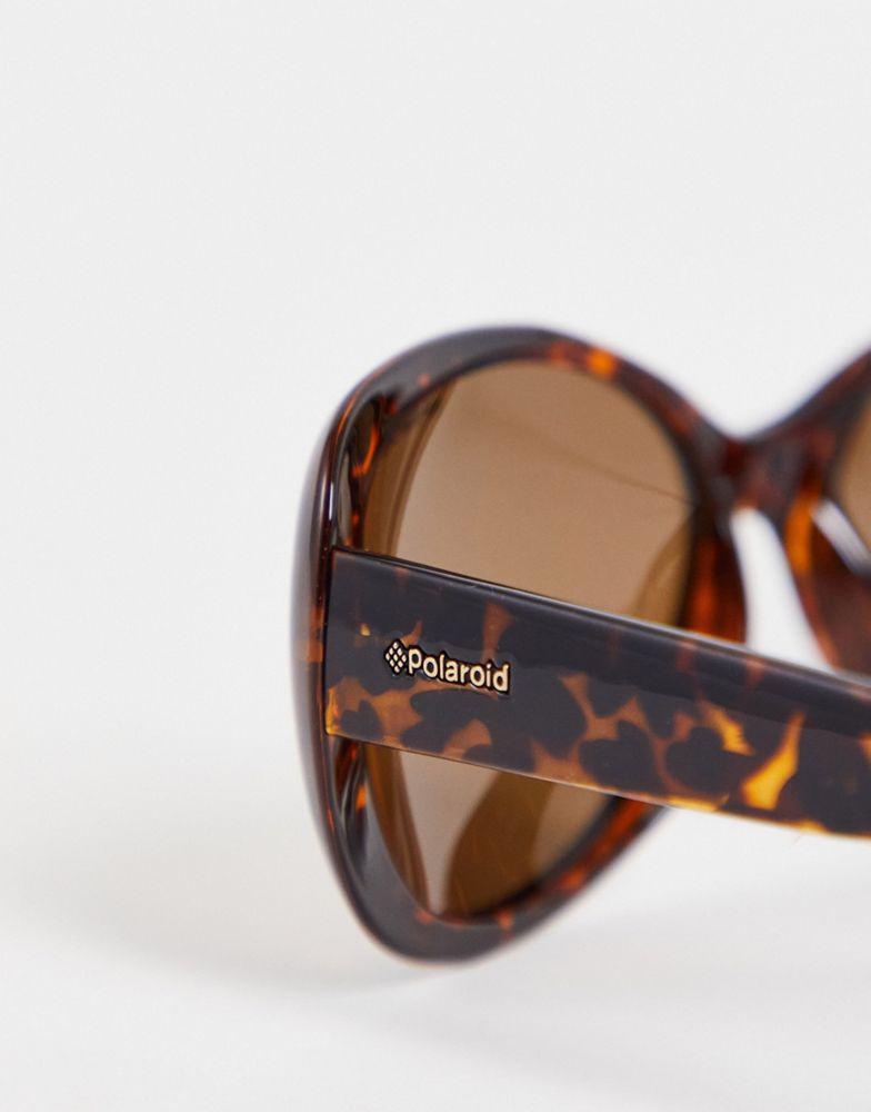 Polaroid oversized retro sunglasses in havana tort商品第2张图片规格展示