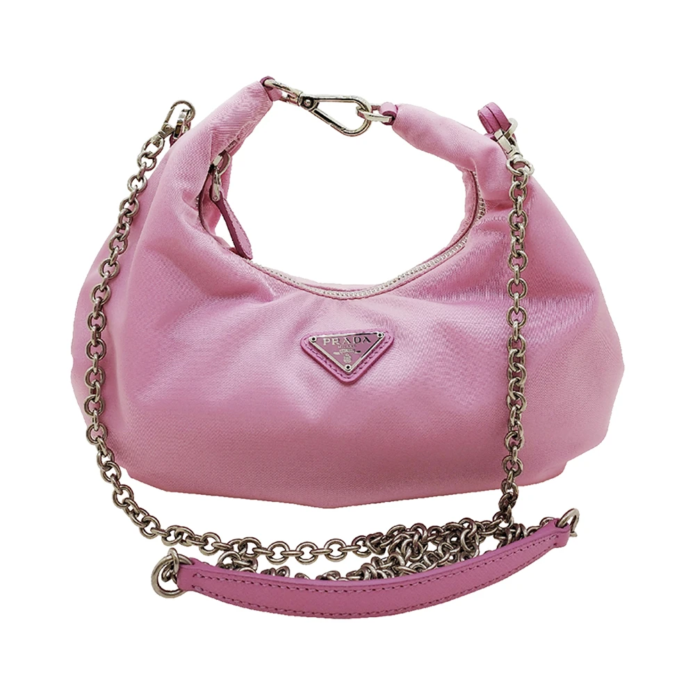 商品[国内直发] Prada|PRADA 女士樱花粉尼龙金属链条手提单肩包 1BH172-064-F0BDK-V-OOO,价格¥9770,第1张图片