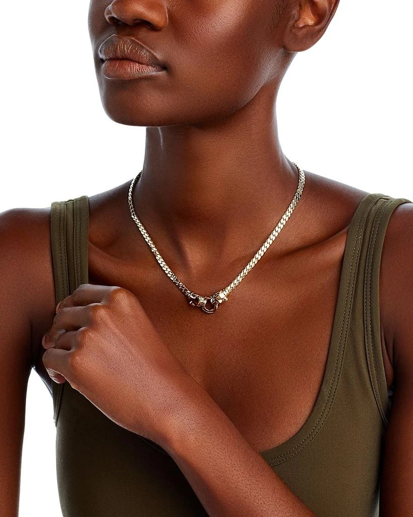14K Yellow Gold Emerald Eye Panther Collar Necklace, 17" 商品