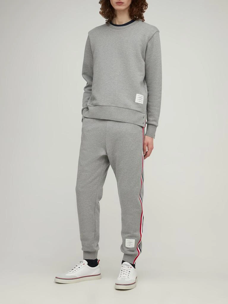 商品Thom Browne|Cotton Jersey Sweatshirt W/ Knit Stripe,价格¥2744,第1张图片详细描述
