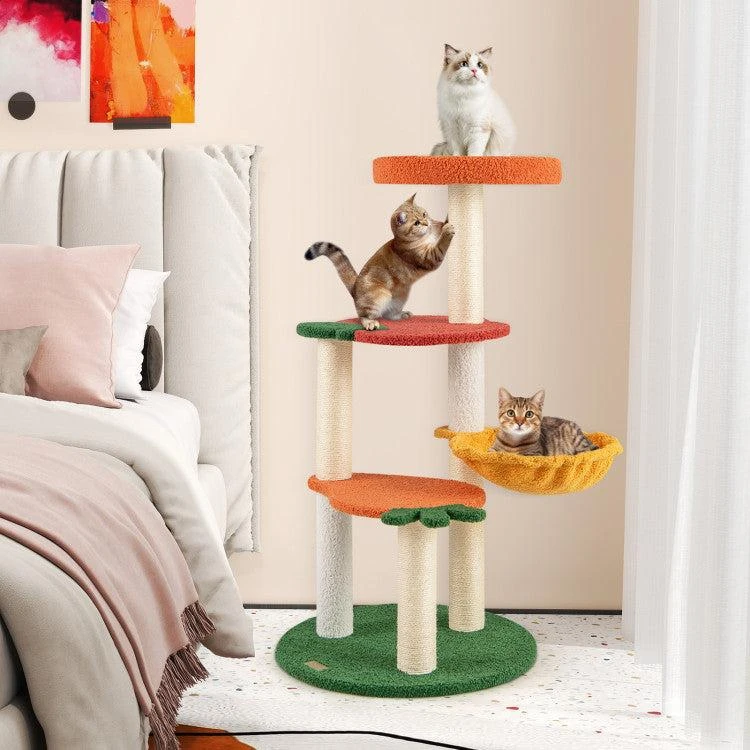 商品Hivvago|Multi-Level Cat Tree Pet Activity Center With Fruit-Shaped Platforms And Orange,价格¥713,第2张图片详细描述