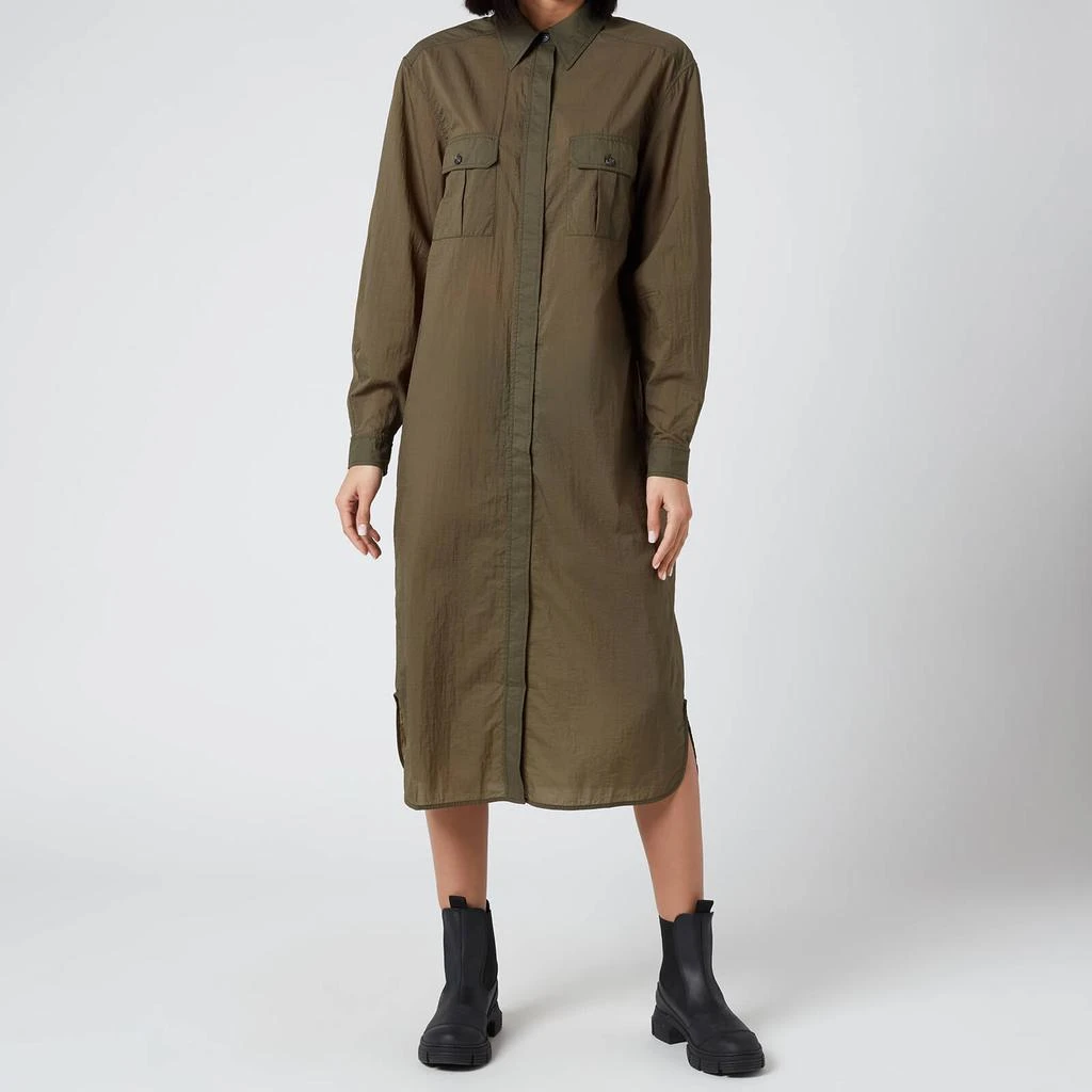 商品Ganni|Ganni Women's Light Ripstop Shirt Dress - Kalamata,价格¥194,第1张图片