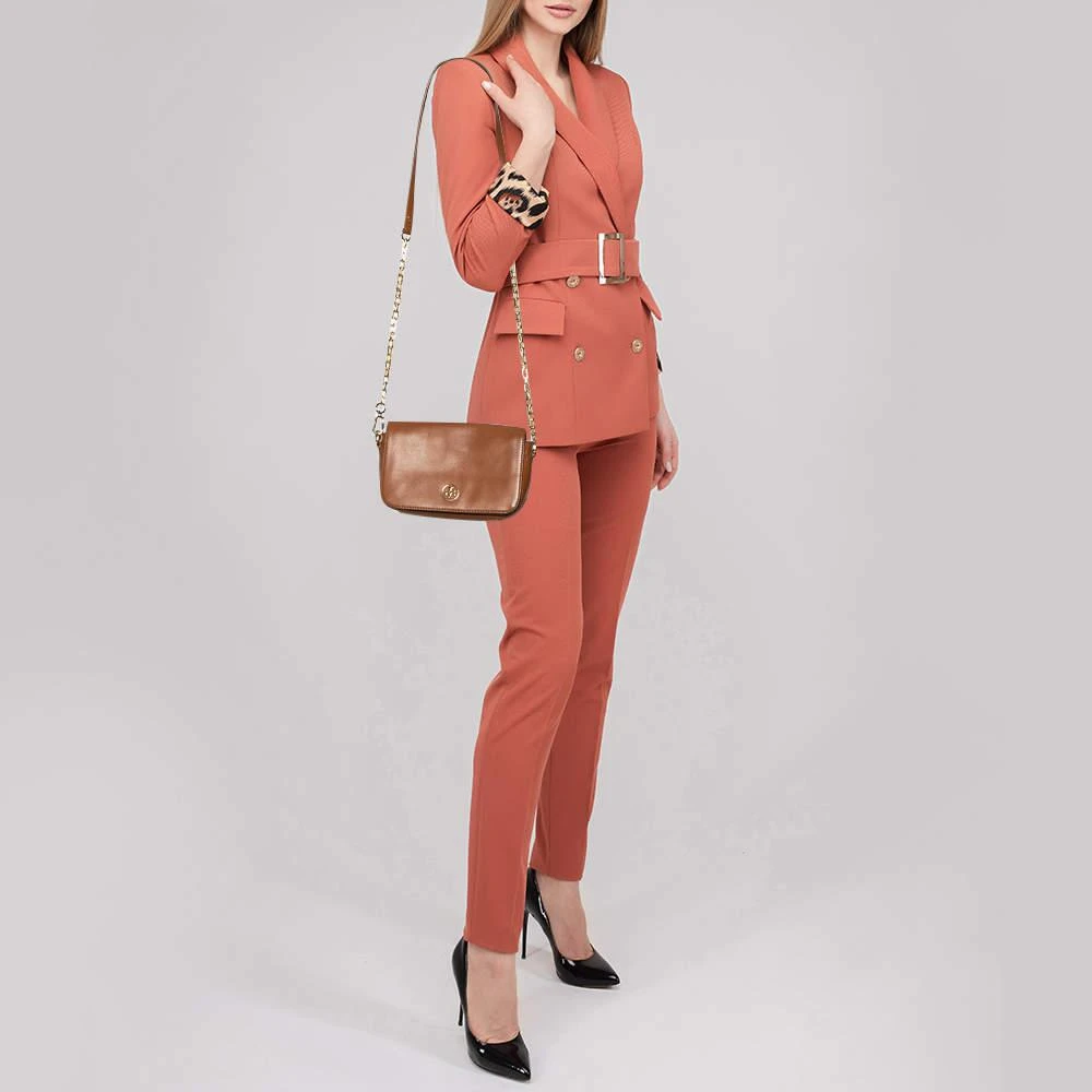 商品[二手商品] Tory Burch|Tory Burch Brown Leather Mini Robinson Chain Crossbody Bag,价格¥768,第2张图片详细描述
